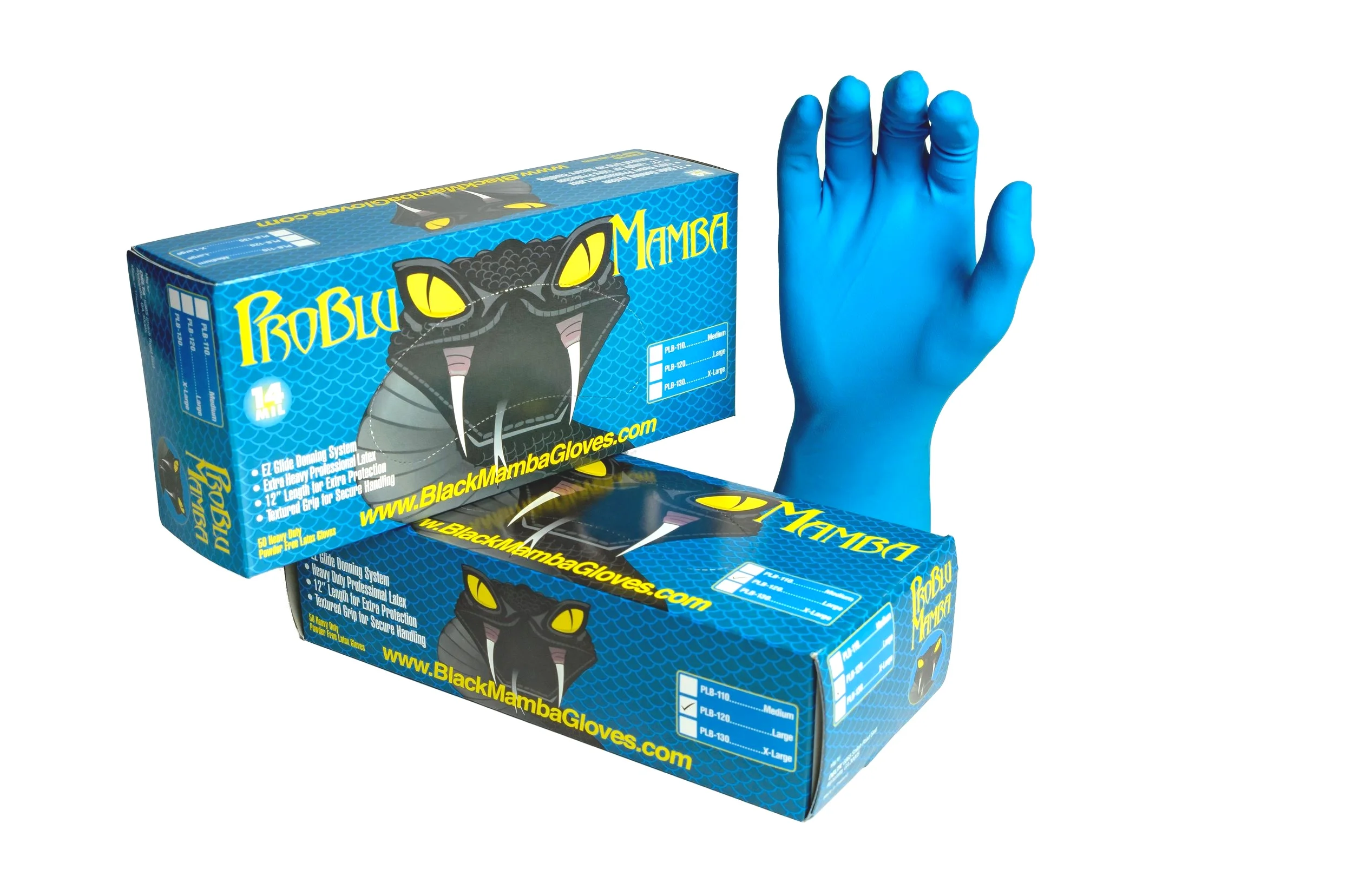 Teal Mamba Latex Gloves | 14 mils Thick, Textured Grip, 12